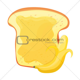Toasted bread - banana jam slice on top for breakfast