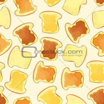 bread slice toast with jam - seamless pattern