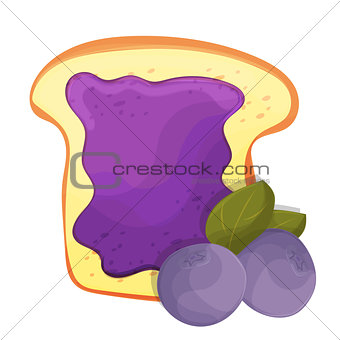 Toasted bread slice of a sandwich blueberry jam for breakfast