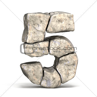 Stone font number 5 FIVE 3D