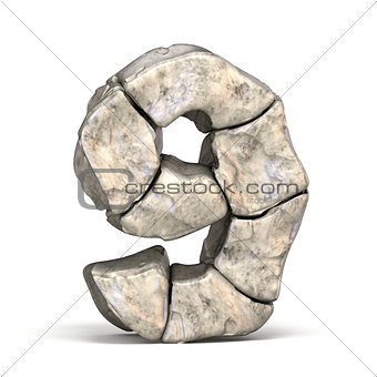 Stone font number 9 NINE 3D