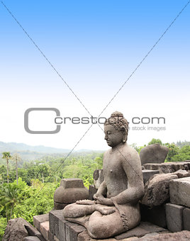 Statue of Buddha, Borobudur Buddhist Temple, Java Island, Indone