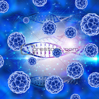 3D medical background with virus cells