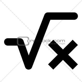 Square root of x axis icon black color illustration flat style simple image