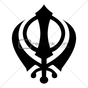 Khanda symbol sikhi sign icon black color illustration flat style simple image