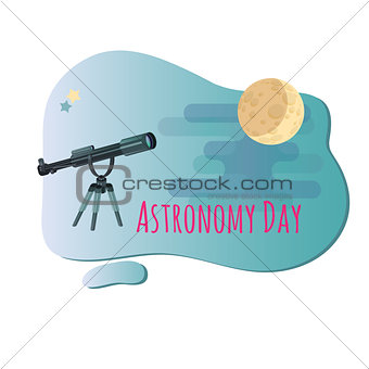 Vector illustration of Astronomy Day.  Telescope and moon.