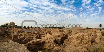 Panorama Babylon and Former Saddam Hussein Palace ruins, Iraq