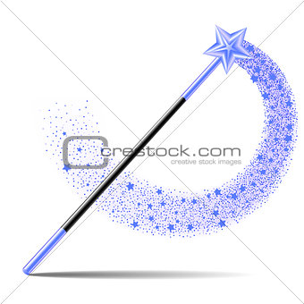 Magic Wand with blue sta and sparkle trail