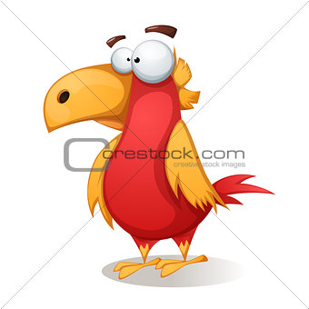 Funny, cute, crazy - cartoon bird.