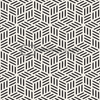 Vector seamless pattern. Modern stylish lattice texture. Repeating geometric background. Cubes with mosaic faces.