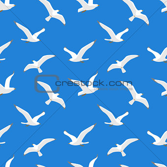 Seamless pattern with sea gulls