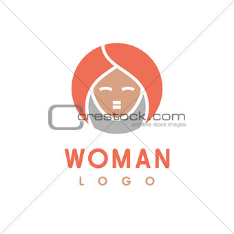 Orange grey circle with silhouette of woman head