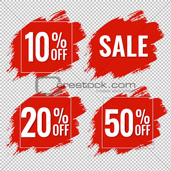 Sale Red Blobs Banner Transparent Background