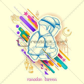 Eid Mubarak (Happy Eid) background for Islam religious festival on holy month of Ramazan