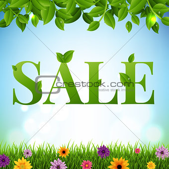 Sale Postcard With Flowers And Grass