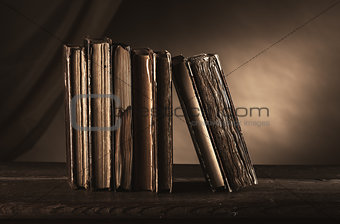 Ancient books on an old table