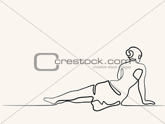 Beautiful woman woman lying on her side