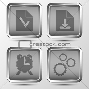 Vector set of metallic square buttons