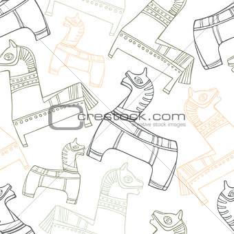 vector seamless design with horses