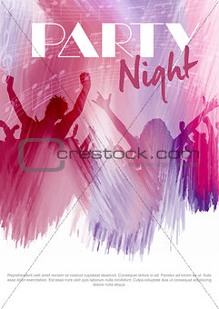 Party flier background with silhouette of an audience on a water