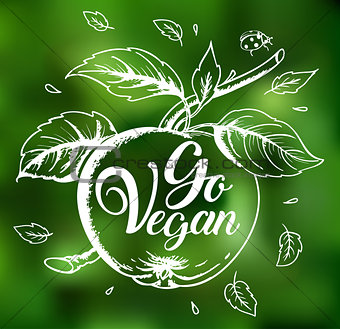 Apple and lettering Go vegan