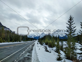Road in Jasper National Park in WInter