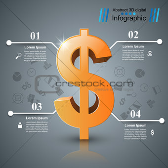 Business Infographics. Dollar, Money icon.