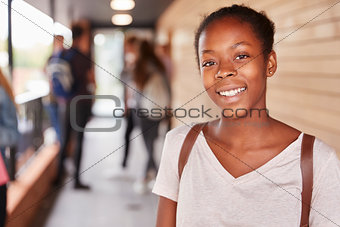 Portrait Of Female Teenage Student On College With Friends