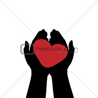 Hands hold heart. Symbol of love