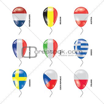 Balloons with Countries flags set