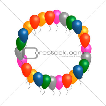 Helium balloons circle vector frame