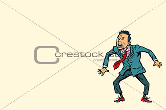frightened man, isolated on a neutral background