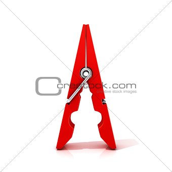 Red clothes pin. Opened standing