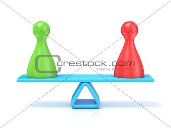 Pawns figures seesaw. 3D