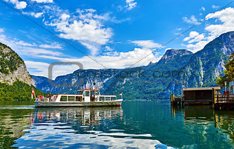 Hallstatt Austria walking travelling boat arriving