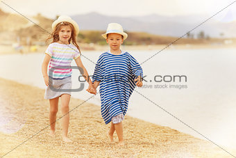 Kids Holding Hands Beach