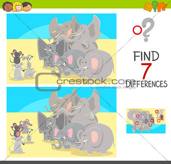find differences game with animal characters