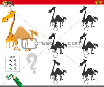 shadows activity game with giraffe and camel