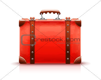 Retro suitcase. Luggage bag for travel. Vector