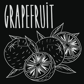Chalkboard ripe grapefruit fruit
