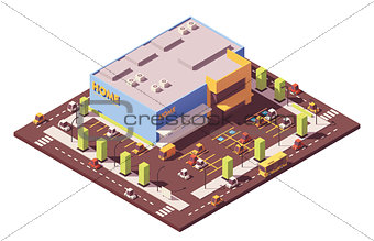 Vector isometric low poly supermarket