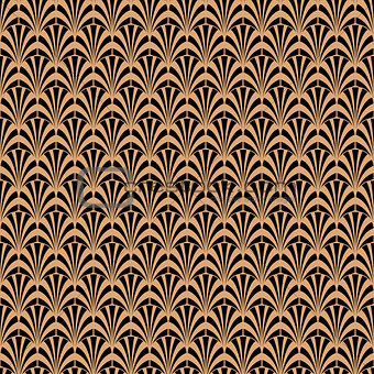 Art deco black and gold geometric style pattern.