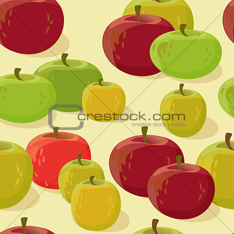 Red and green apple seamless pattern. Vector illustration.