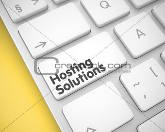 Hosting Solutions on White Keyboard Button. 3D.