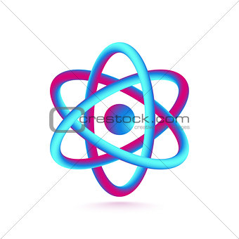 3D Atom Isolated on White Background. Vector illustration