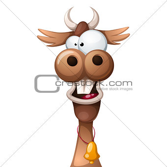 Funny, cute, crazy cartoon characters cow.