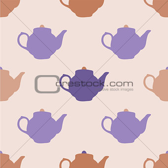 Seamless pattern with tea pots. Vector illustration.