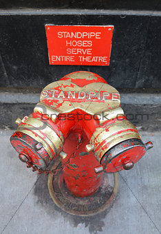 Red and gold siamese standpipe 
