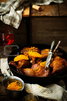 slow roast duck with orange.style rustic.