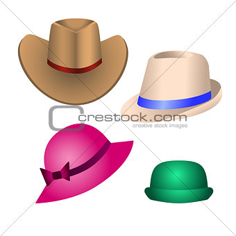Hats for decoration of postcards, banners, booklets, leaflets, w